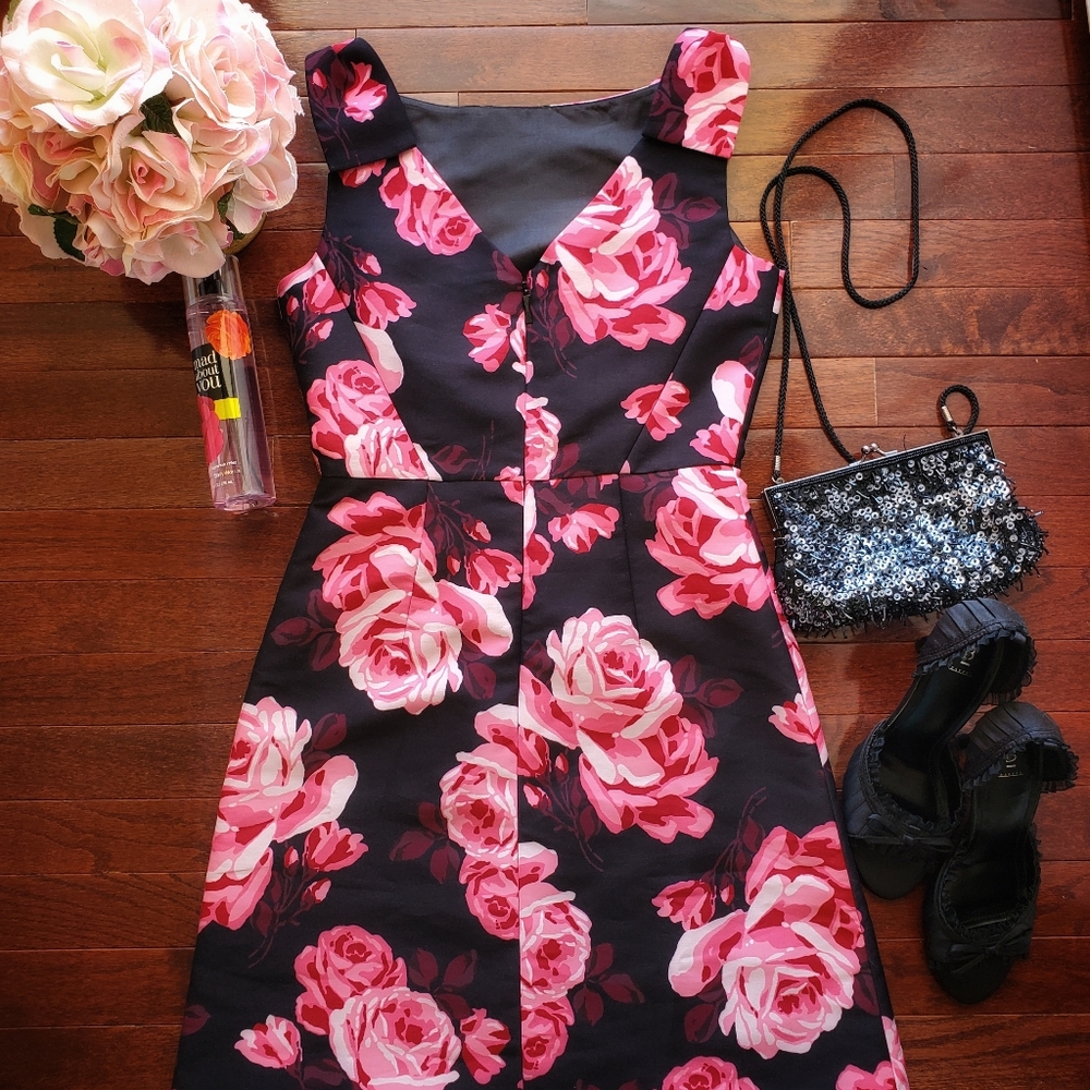 Kate Spade | Floral Sleeveless Dress | Black, Pink - Picture 3 of 8